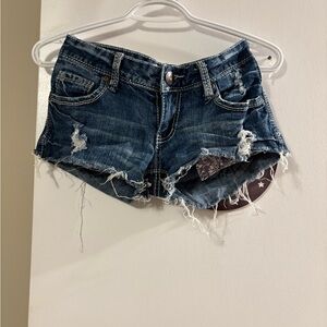 Distressed Denim Blue Shorts